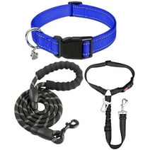 Dog Collar and Leash Set with Retractable Dog Safety Seat Belt, Ideal for Walking, Training, and Hiking – Fits Small to X-Large Dog (Royal Blue-XL)