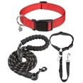 thumbnail image 1 of Dog Collar and Leash Set with Safety Seat Belt, Ideal for Walking – Fits Small to X-Large Dog (Red-S), 1 of 7