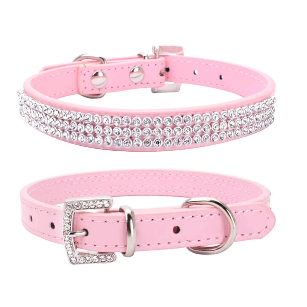 Dog Collar for Small Dogs, Adjustable Leather Bling Dog Collars, Dog