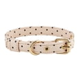 thumbnail image 1 of Dog Collar in Blush Pink Polka Dot | 10" - 15" Neck | Faux Saffiano Leather, 1 of 2