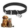 thumbnail image 1 of Dog Collar with Bell, Pu Leather Cat Collars Pet Basic Soft Padded Adjustable Buckle, 10" (Black, 1 Pcs), 1 of 7