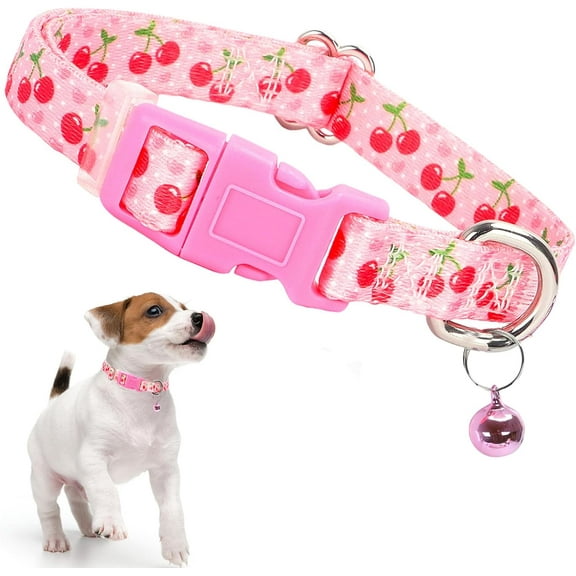Dog Collar with Bell, Soft Adjustable Puppy Collar Tiny Cat Collars with Bells for XS Small Girl and boy Dogs Little Animal