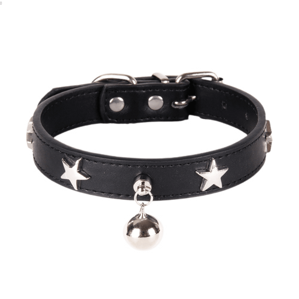 Dog Collar with Bell and Star Studs,Dog Necklace for Cat Puppy Small