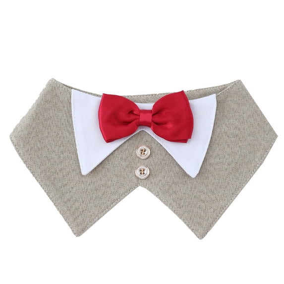 Dog Collar with Bow Tie, Gentleman Formal Wedding Bandana Outfit for Medium Large Dogs, Gray Xs Woven Pet Neckwear