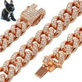 thumbnail image 1 of Dog Collar with Buckle Stainless Steel Chain Collars Cuban Link Dog Collar Designer Bling Puppy Necklace, 1 of 11