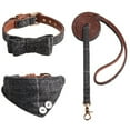 thumbnail image 1 of Dog Collar with Leash Set, Plaid Print Vintage Style Bowknot Tie Dog Collar Leash Medium Large Lead Rope Set for Outdoor Walking, 1 of 8