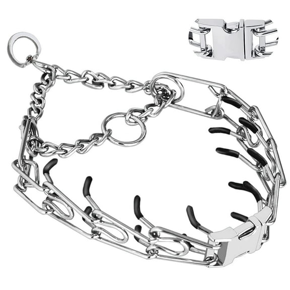 Dog Collar with Quick Release Buckle for Small Medium Large Dogs Chrome Plated Steel Dog Collar Insert Training Collar for Dogs
