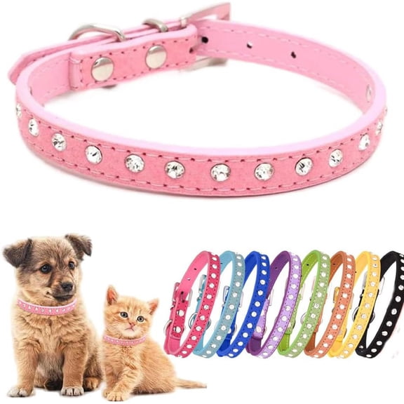 Dog Collar with Rhinestone, Girl Bling Cat Collars Diamond Puppy Collars Sparkly Crystal Glitter Jewel Adjustable for