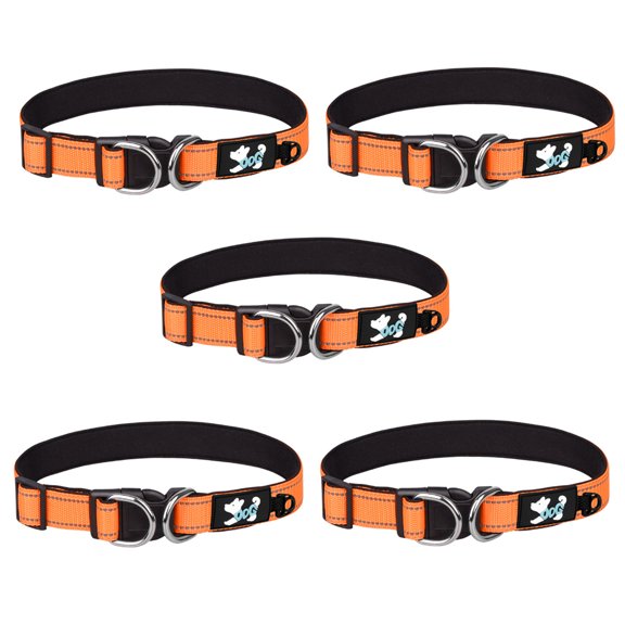Dog Collars, Adjustable Pet Collar with ID Tag Ring, Safe and Comfy for Small Dogs orange