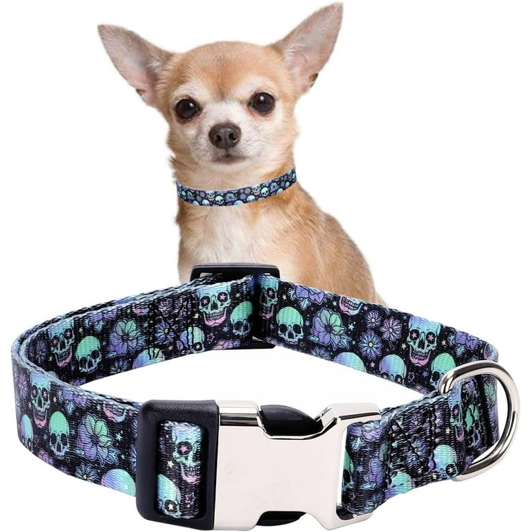 dog-collars-for-small-dogs-3d-print-pattern-soft-nylon-pet-puppy-collars-adjustable-for-xs-small-medium-large-dogs-girl-boy-skull-s-walmart-com