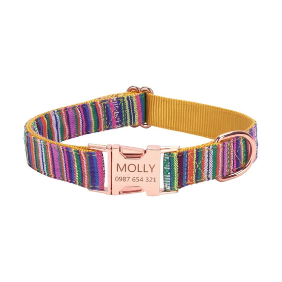 Dog Collars for Large Dogs, Western Aztec Style Print Metal Buckle Quick Release Soft Durable Pet Collar Adjustable for Small Medium Large Male Dogs(L,Yellow)