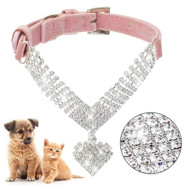 Dog Collar Organizer Rhinestone Diamond Dog Collar Shiny Adjustable Dog  Chain Bling Heart Pendant Pet Collar for Puppy Dog and Pet Pet Collars for