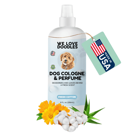 Dog Cologne & Perfume, Deodorizing, Clean, Made In USA, Deodorant For Smelly Dogs, Odor Eliminator Spray Puppies, Fresh Cotton [We Love Doodles]