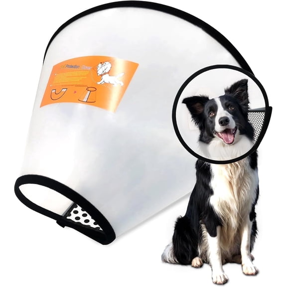 Dog Cone Collar Adjustable After Surgery, Comfortable Pet Recovery Collar & Cone for Large Medium Small Dogs, Elizabethan Dog Neck Collar Plastic Practical