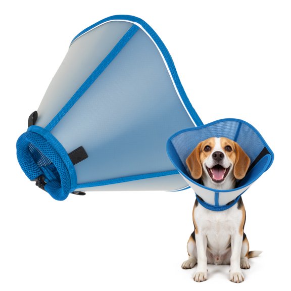 Dog Cone Collar, Breathable Mesh Elizabethan Collar for Dogs, Hard Dog Recovery Cone for After Surgery, Adjustable E Collar to Stop Licking Wounds, Comfortable Pet Neck Protector(Blue/S)