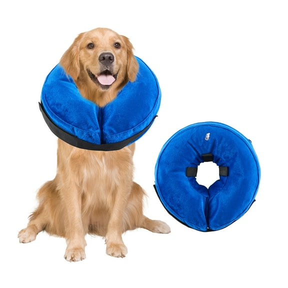 Dog Cone Collar,Inflatable Dog Cone Soft Protective Pet Recovery Collar After Surgery for Dogs and CatsBlue M (9-14")