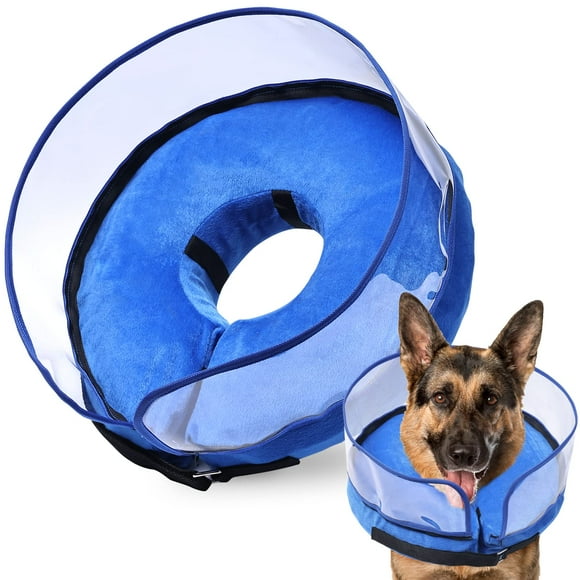 Dog Cone, Inflatable Dog Cone After Surgery for Large Breeds, Soft Surgery Collar with Enhanced Anti-Licking Guard Shield for Pets, Protective Donut Collar