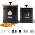 thumbnail image 1 of Dog Container Airtight Set Of 2 - 8x6 & 7x5 Inch Iron Jars For Kitchen Counter With Lids 20 Cup Capacity Pet Doggie Cookie Jar Canister, 1 of 6