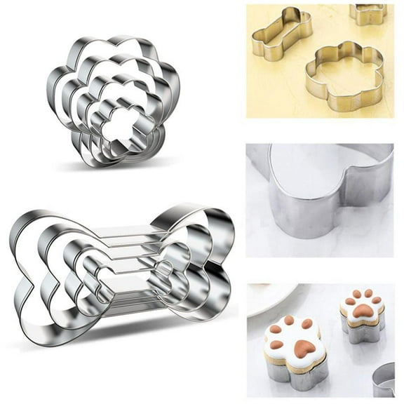 Dog Cookie Cutter Set - Dog Bone and Dog Paw Print Biscuit Cookie Mold for Homemade Treats - Stainless Steel(Assorted Sizes)