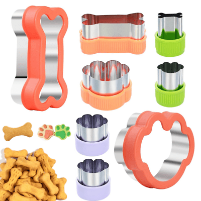 Dog Cookie Cutters Set 8 Piece -6 Different Sizes Of Dog, Bone, and Paw Print