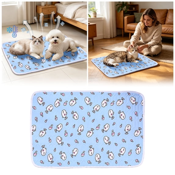 Dog Cooling Mat 2.0, 16" x 20" Thick & Durable Cooling Mat for Dogs, Waterproof Ice Silk Cooling Mat for Dogs & Cats, Portable & Washable Pet Cooling Blanket, Beds for Summer Washable & Non-Toxic