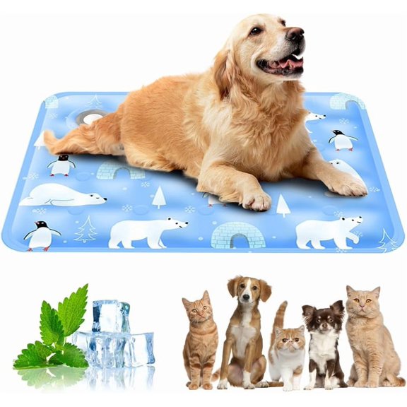 Dog Cooling Mat, 2025 New Lightweight Summer Cooling Pet Mats, Durable and Comfortable Cool Blanket for Dogs, Portable Cool Blanket for Small Pets, Hot Weather Pets (Blue02, X-Large)