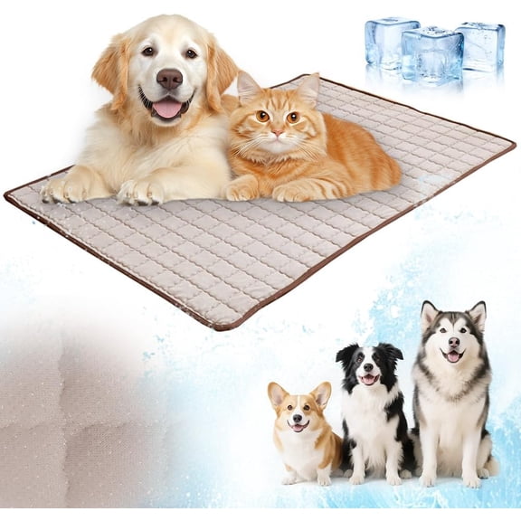 Dog Cooling Mat, 2026 Upgrade Pet Self Cooling Mat Summer Sleeping Pad for Dogs Cats, Washable Portable Breathable Cooling Blanket Cool Pet Bed for Outdoor Indoor (Coffee Brown, S: 23.6"x17.7")