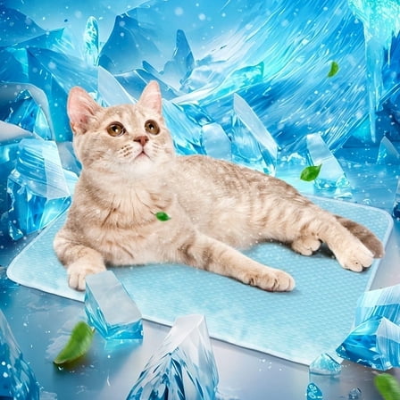 Dog Cooling Mat Breathable Cooling Pad for Dog Cats Washable Pet Cooling Mat for Indoor Outdoor Pets with Non-Slip Bottom Summer Heat Relief Portable Small, 28x22 inch, Blue