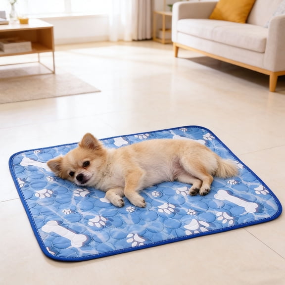 Dog Cooling Mat & Cat Cooling Pad, Self-Cooling Breathable Nylon Pet Sleeping Mat, Lightweight Foldable Washable Summer Cool Bed for Small Medium Dogs Cats Sofa Crate Car Travel Use 19.68x15.74in