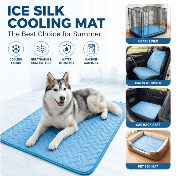 Dog Cooling Mat for Dogs, Breathable Thin Cool Crate Pad with Chill Cold Fiber and Innovative Mesh Base Design, Portable Washable Floor Pet Kennel Mat for Summer