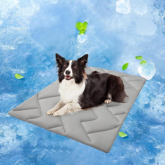 Dog Cooling Mat for Medium Dogs, 36"x23" Cooling Dog Bed Washable, Foldable Cat Ice Cool Pad for Summer, Reversible Pet Freeze Cushion Blanket for Kennel Cage Sofa Bed Floor Car Seat, Grey M