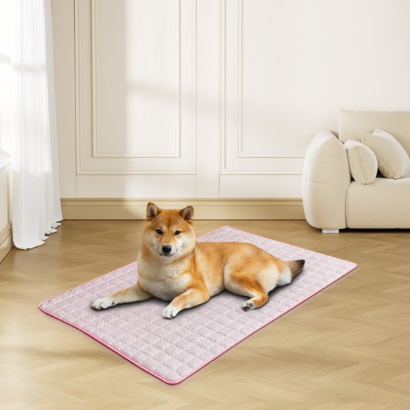 Dog Cooling Mat Pad, Pet Ice Silk Mats, Pet Cooling Mat Ice Silk Cool Mat for Dogs & Cats, with Non-Slip & Foldable Summer Reusable Pets Cool Bed C