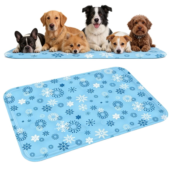 Dog Cooling Mat Pet Cooling Bed Mat for Dog Cat Snowflake Design Waterproof Summer Indoor Cooling Pad for Small Medium Large Dogs M (25×20")