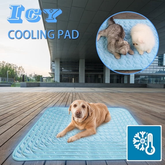 Dog Cooling Mat, Summer Pet Ice Mat Dog Mat Ice Silk Mat Cool Mat Pet Supplies, Pet Cooling Mats for Dogs(A,Blue, 11.8x15.7in)