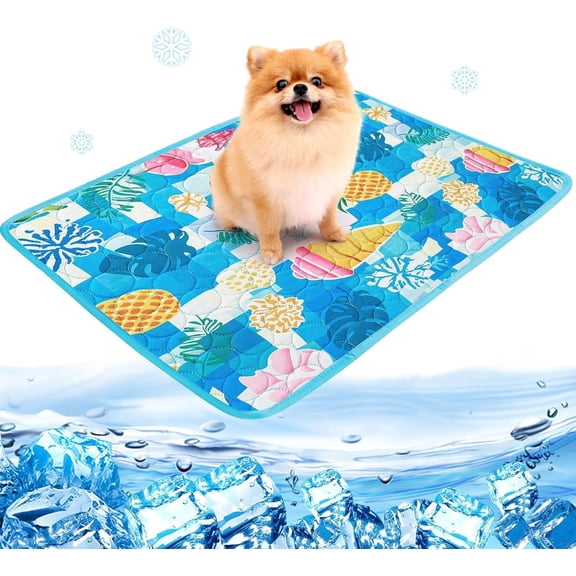 Dog Cooling Mat with Pillow for Summer Rest at Home, Car, or Travel, Foldable Pet Bed