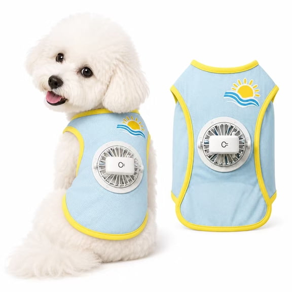 Dog Cooling Vest with Detachable Fan, Rechargeable Cooling Harness for Dogs, Breathable Mesh Summer Pet Cooling Jacket with 3 Adjustable Airflow Levels, USB Charging Cable Included