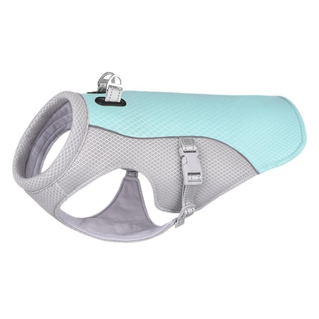 Dog Cooling Vest Harness, Pet Cooling Vest with Leash Rings and Buckle, Safety Reflective Jackets for Summer, Hot Weather, Training, Puppy Blue XL