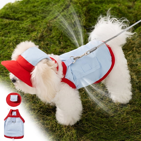 Dog Cooling Vest With Ice Pack Sun Protection Suit, Breathable Heat Relief Built In Leash Attachment Hat Included, for Dogs Outdoor Walking Beach Summer