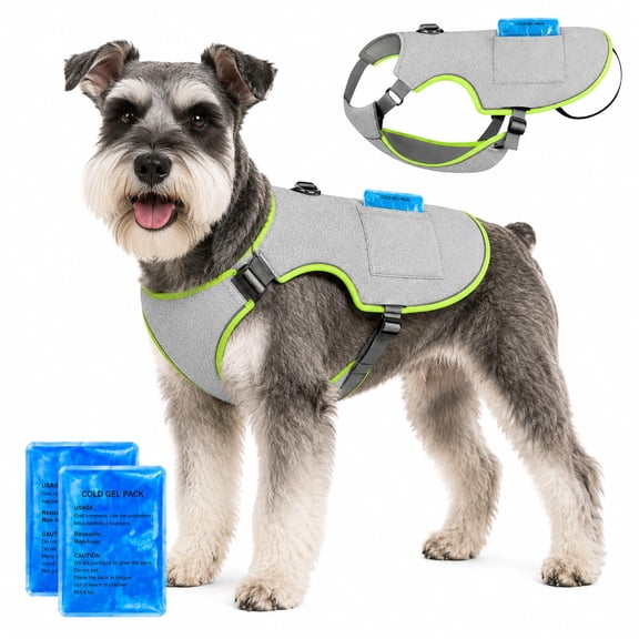 Dog Cooling Vest Reflective Adjustable Harness with Ice Pack Pockets