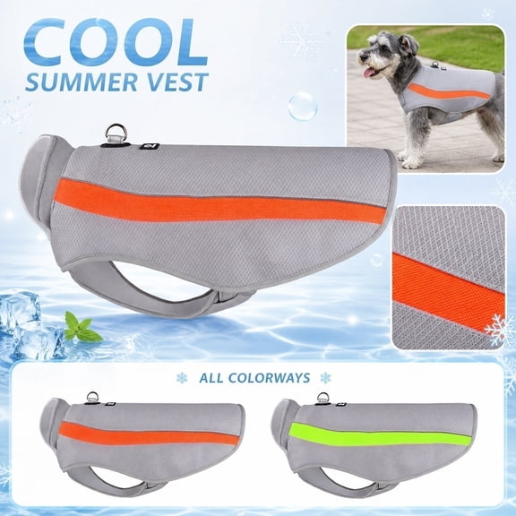 Dog Cooling Vest with Reflective Stripe,Lightweight Breathable Mesh Cooling Jacket for Summer Outdoor Activities,Heat Relief and Sun Protection Pet Apparel,Green