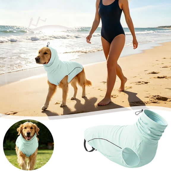 Dog Cooling Vest for Summer Heat, Breathable UV Protection Sun Shirt with Hood, Lightweight Reflective Safety Pet Clothes for Small Medium Large Dogs Beach Camping