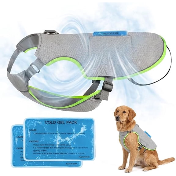 Dog Cooling Vest with Ice Packs, Summer Breathable Reflective Pet Jacket for Outdoor Walking Training (Small) (k)