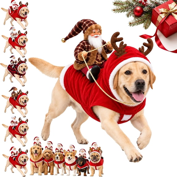 Dog Costume, 3D Christmas Pet Saddle Outfit for Dogs,3D Santa rider ...