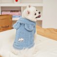 thumbnail image 1 of Dog Costume Fleece Hooded Coat Soft Cozy Plush Vest Puppy Winter Overall for Small Medium Large Dog High Quality Blue S, 1 of 5