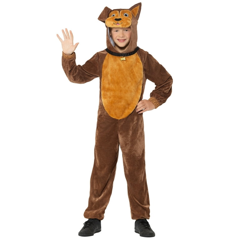 Dog Costume Kids Brown Hooded Jumpsuit