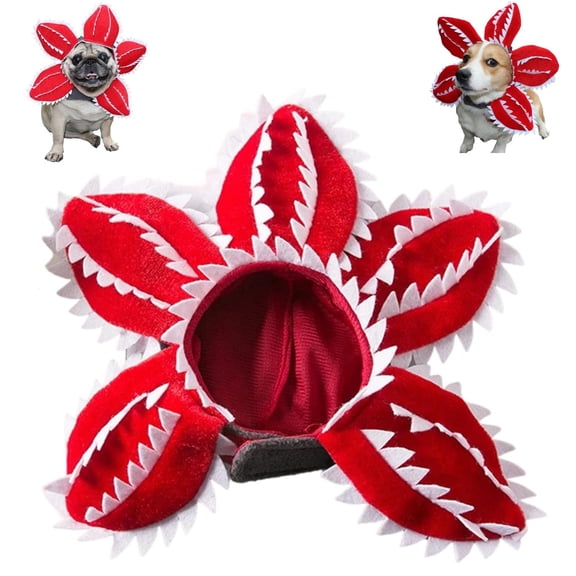 Dog Costume Pet Hat, Funny Carnivorous Plant Dog Adjustable Hat, Demogorgon Cat Outfits for Cosplay Party Photo