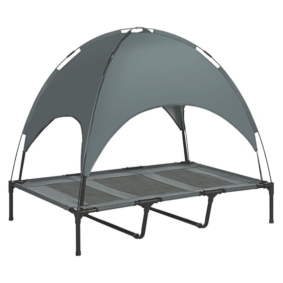 Dog Cot with Canopy, 48 inch Elevated Pet Bed - Gray