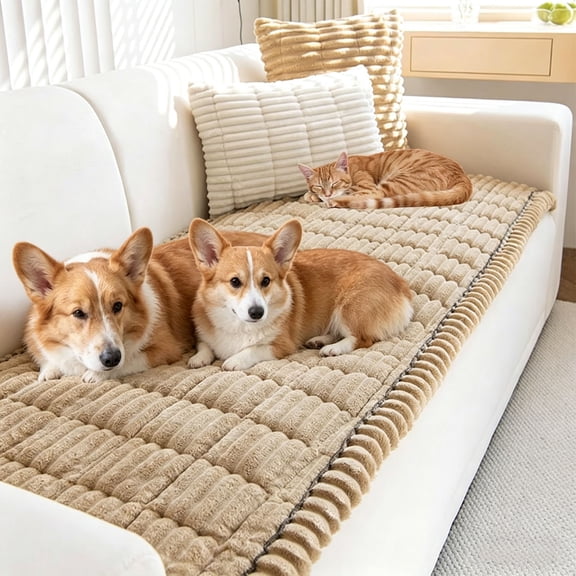 Dog Couch Cover, Waterproof Lining Pet Couch Cover, Soft Non-Slip Furniture Protector, Machine-Washable Sofa Cover for Dogs & Cats