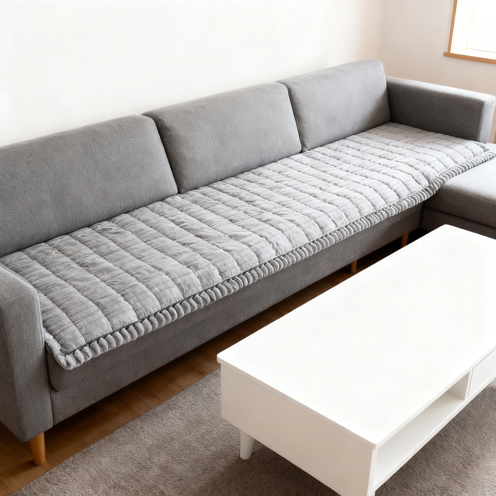 Dog Couch Covers Couch Cover for Dogs Washable, Fuzzy Pet Couch Covers for 3 Cushion Sofa Pet Friendly, Non Slip Sofa Cover (Light Blue Gray, 27.6" x 47.24"/70 x 120cm)