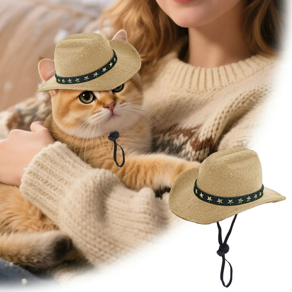 Dog Cowboy Hat, Cat Cowboy Hat, Dog Cat Cap Puppy Pet Dog Cat Holiday Pet Party Decoration Party Accessories, for Carnival Halloween Western Parties Christmas(Yellow)